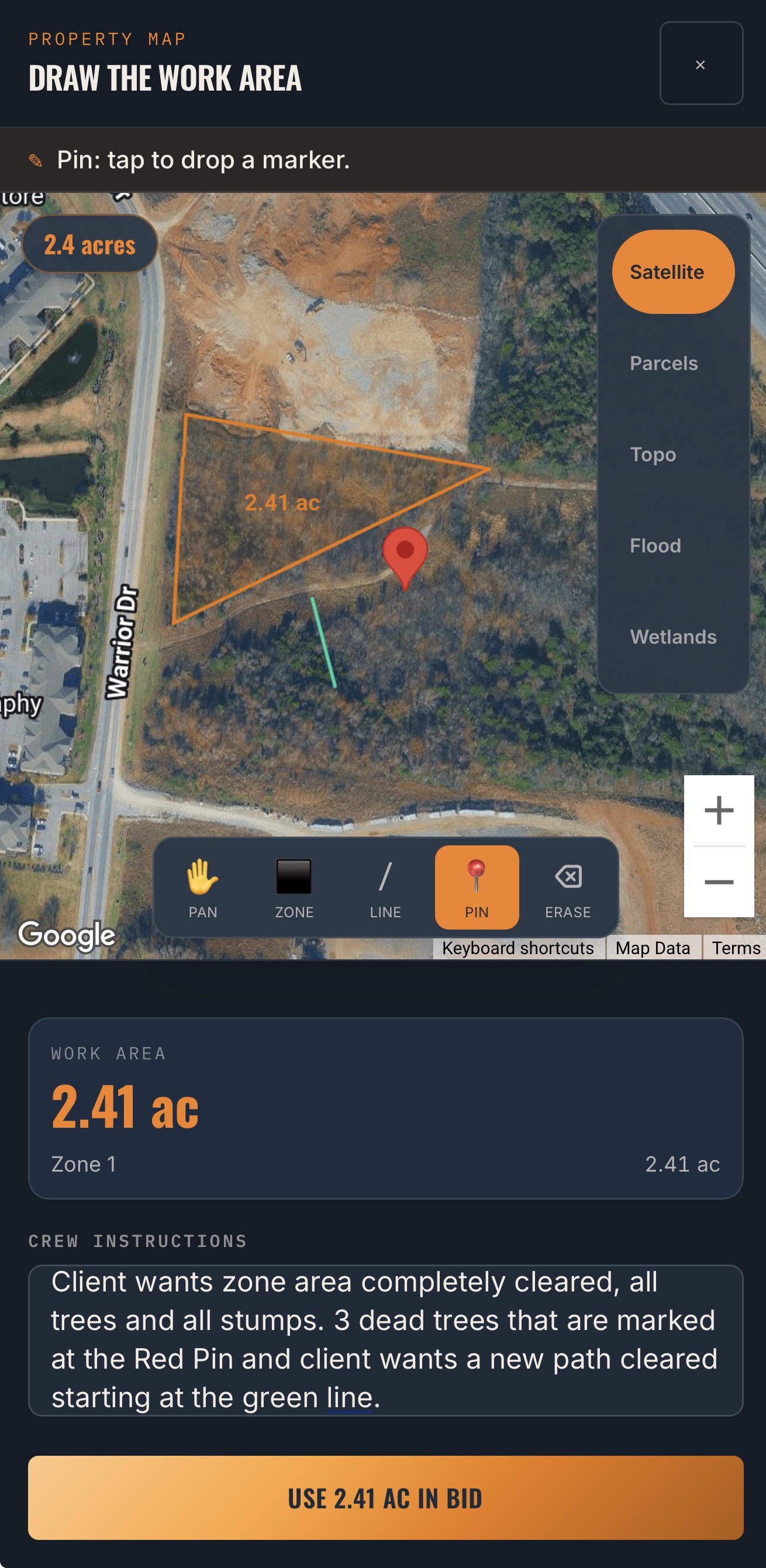 Satellite Mode screen